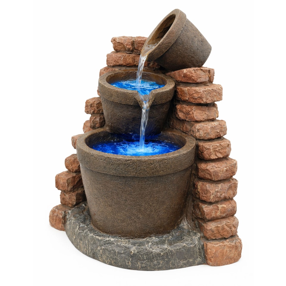 image 1 of Gardenwize Solar Corner Brick Wall Water Feature and Fountain Outdoor