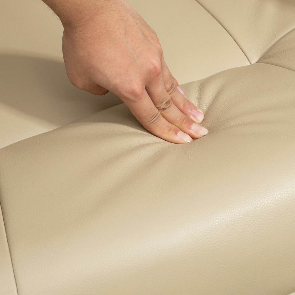 image 1 of HOMCOM Ergonomic Office Recliner Sofa Chair PU Leather Armchair Lounger Cream