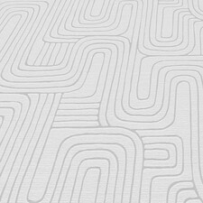 Retro Curve Wallpaper in Light Grey with Silver Grey