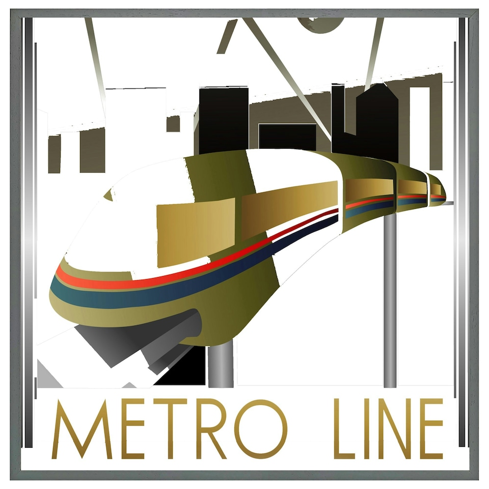image 1 of Art deco metro line (Picture Frame) Black | M