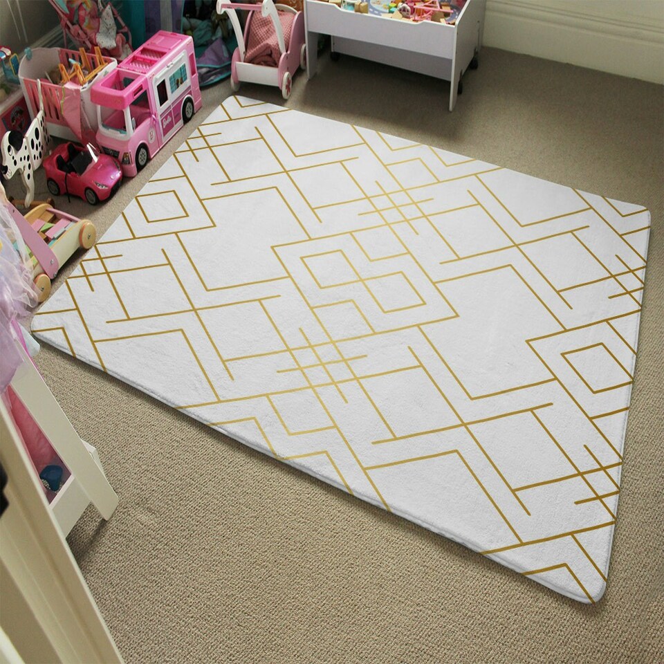 image 1 of Golden Geo Pattern (Rug) Gold | Small: 60x110cm
