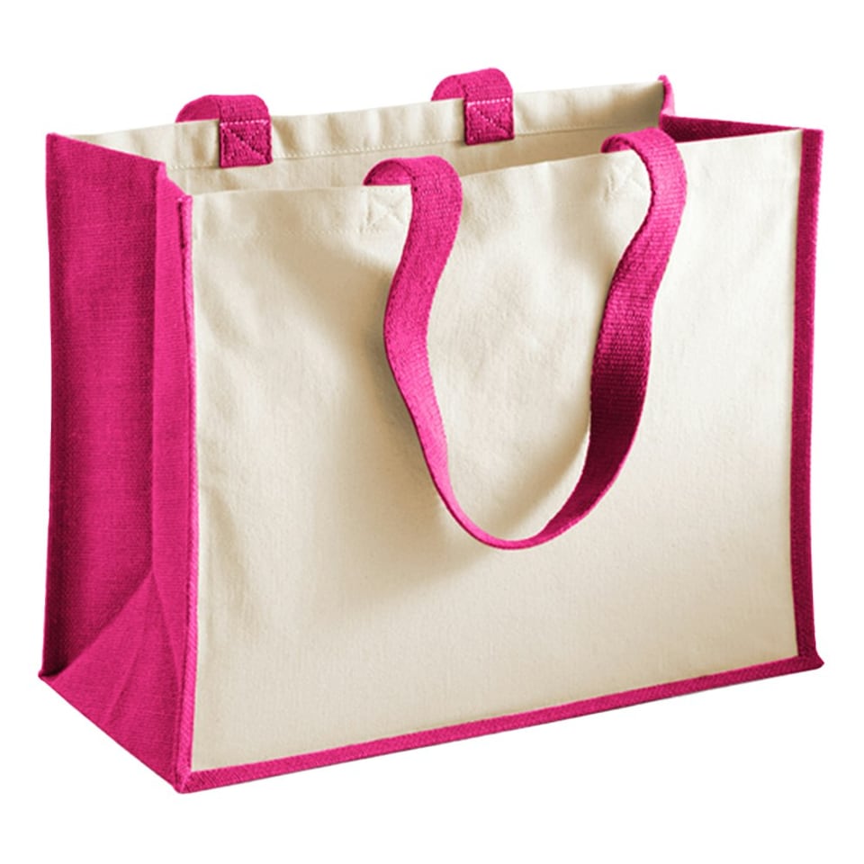image 1 of Westford Mill Classic Jute Printable Shopper Bag - Fuchsia - One Size