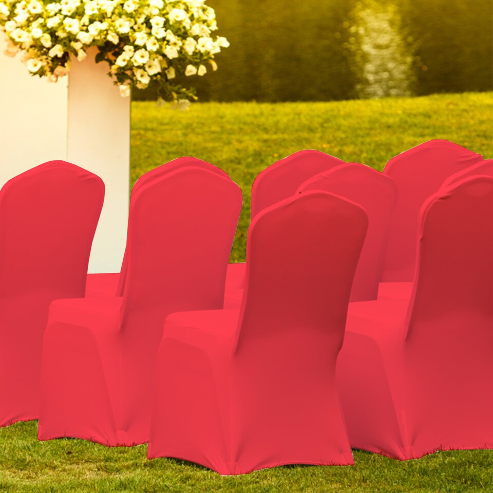 image 1 of Chair Cover Spandex Polyester Stretch, Flat Dining Slipcovers - 10pcs