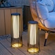 image 3 of ValueLights Large Black Rattan Solar Floor Lamp | Black