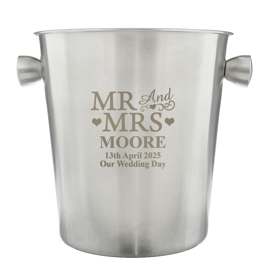 image 1 of Personalised Mr & Mrs Stainless Steel Ice Bucket