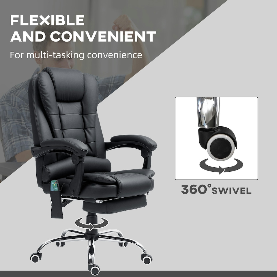 image 1 of Vinsetto Ergonomic Heated 6 Points Vibration Massage Executive Chair Black