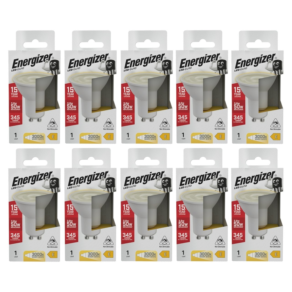 image 1 of Energizer LED GU10 345lm 3.6W 3000K (Warm White) Light Bulb - Pack of 10