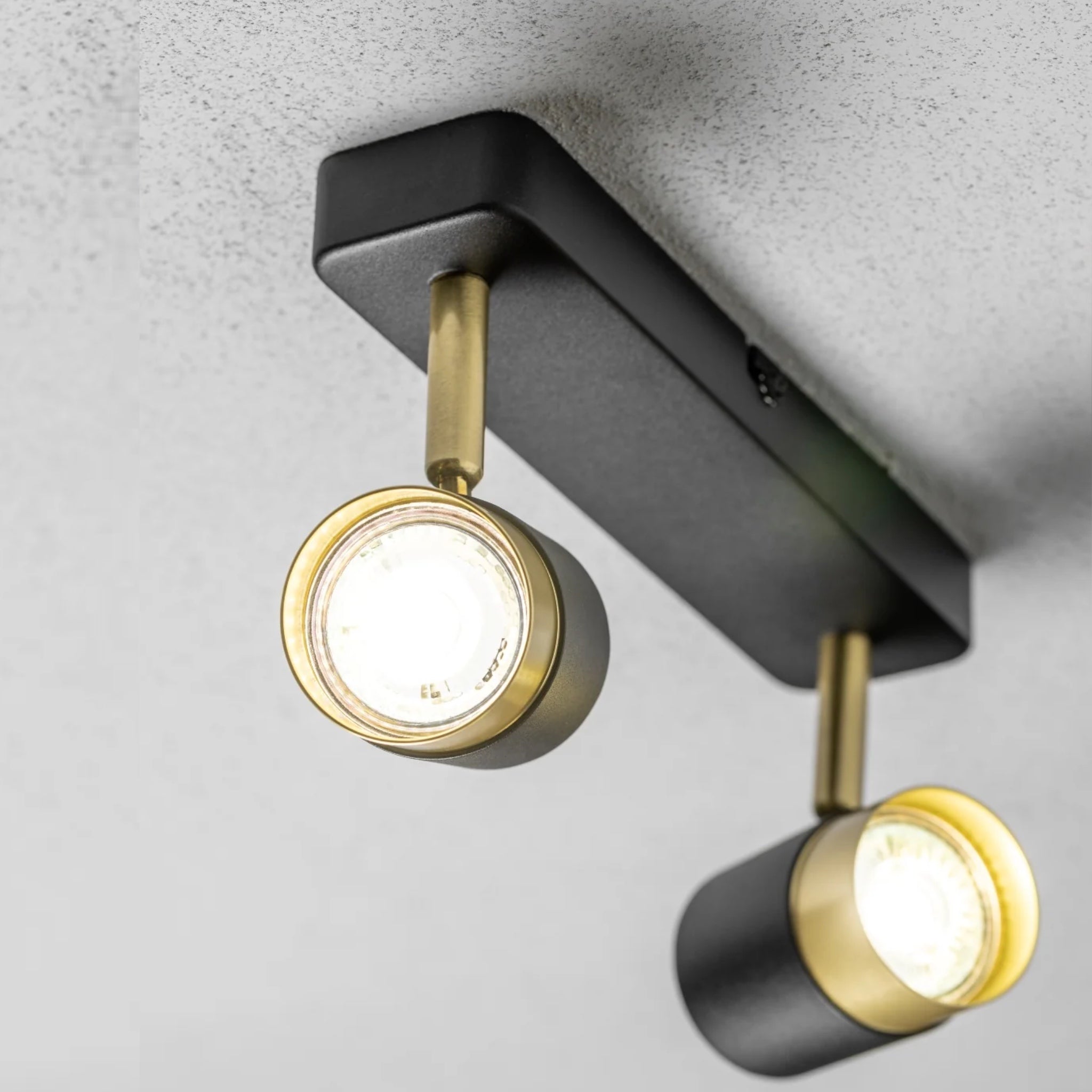 CGC Orio 2-Head Adjustable GU10 Ceiling & Wall Spotlight Black and Brushed Gold Multi Black and Brushed Gold height: 12 cm, width: 24 cm, depth: 5.5 c