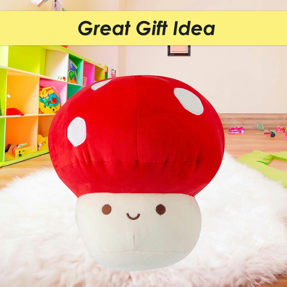 image 1 of Red Mushroom Mochi Soft Toy Cute Plushie Huggable Cuddly Plush 20cm Red