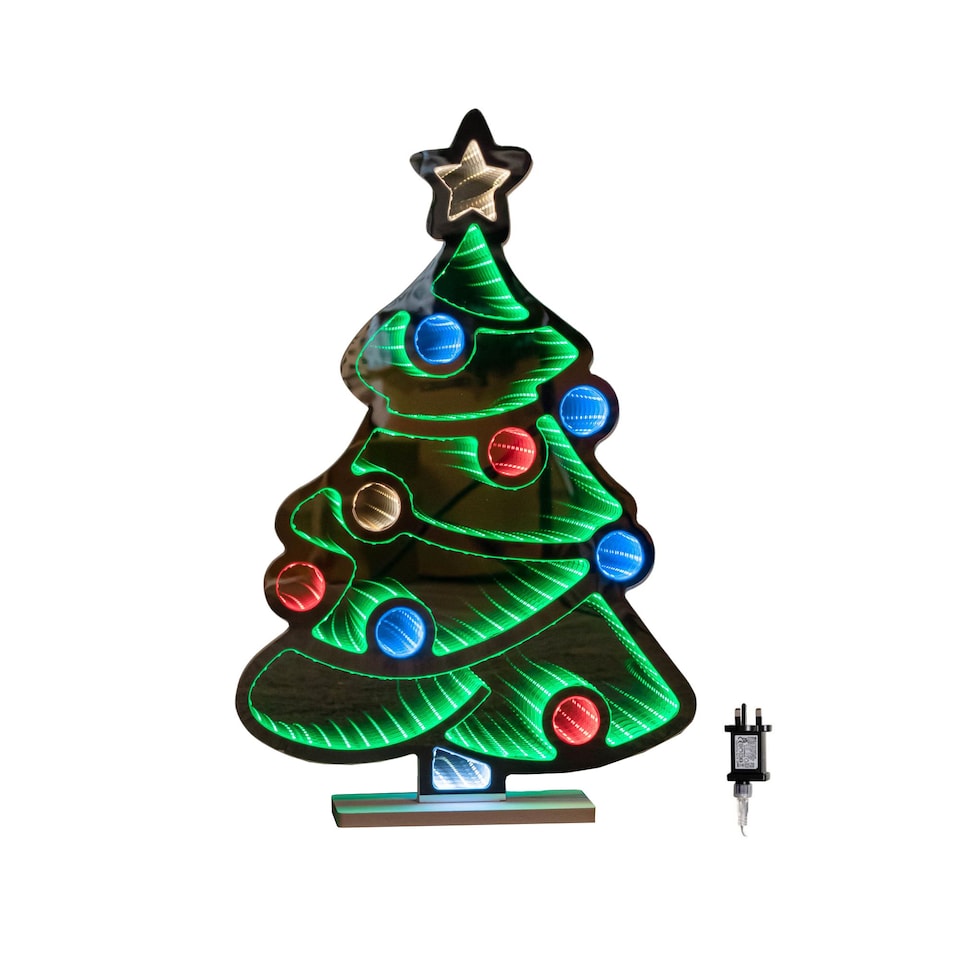 image 1 of 60cm Light up Christmas Tree Infinity Decoration with Multi-Coloured LEDs