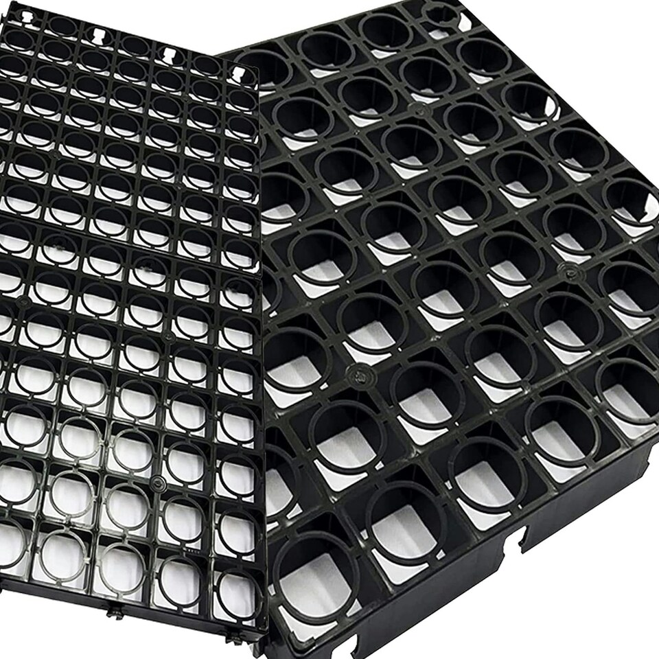 image 1 of 8 x Strong Black Paving Plastic Interlocking Turf, Lawn, Path & Gravel Protecting Drainage Mats Black