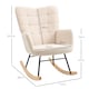 image 3 of HOMCOM Wingback Rocking Chair with Wooden Base, Upholstered Fleece Glider Rocker for Nursing, Modern Armchair - Beige