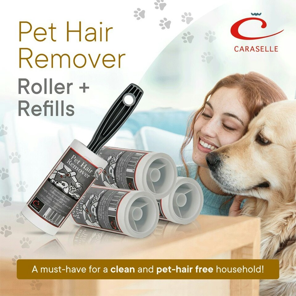 image 1 of 2 x Caraselle Pet Hair Remover Lint ROLLERS & 4 REFILLS (total 45m)