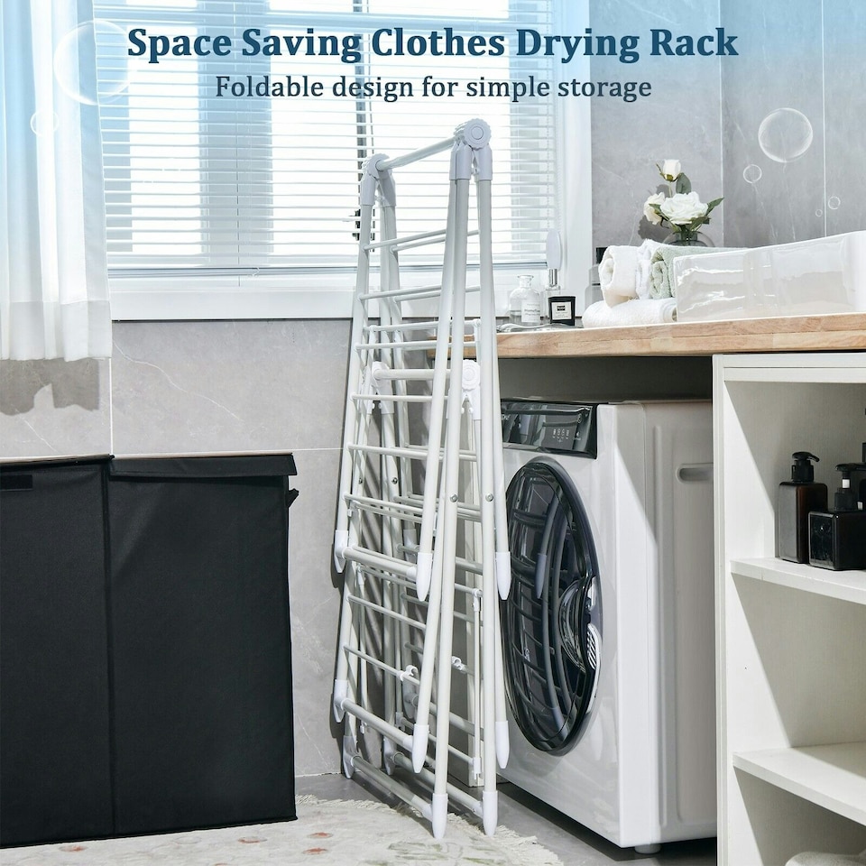 image 1 of COSTWAY 2-Tier Clothes Drying Rack Folding Dryer Garment