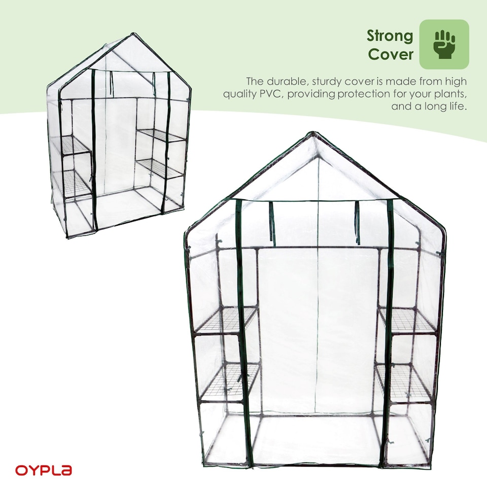image 1 of 3-Tier 4 Shelf Mini Walk-in Growhouse Garden Greenhouse