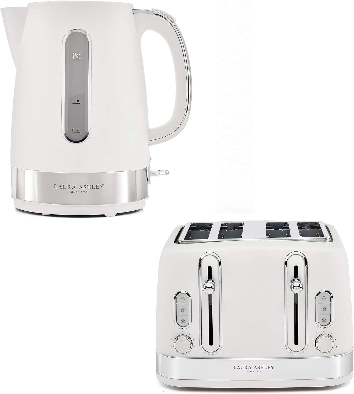 Laura Ashley Kettle & Toaster Set Stainless Steel Bundle by VQ