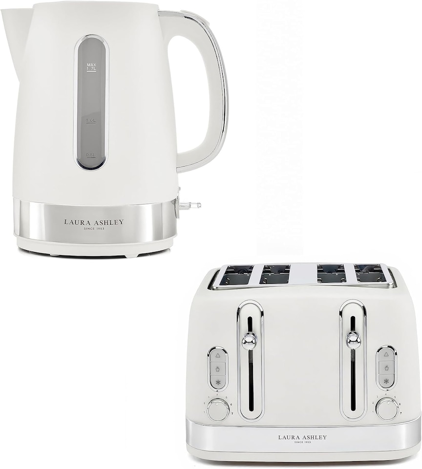 image 1 of Laura Ashley Kettle & Toaster Set Stainless Steel Bundle by VQ
