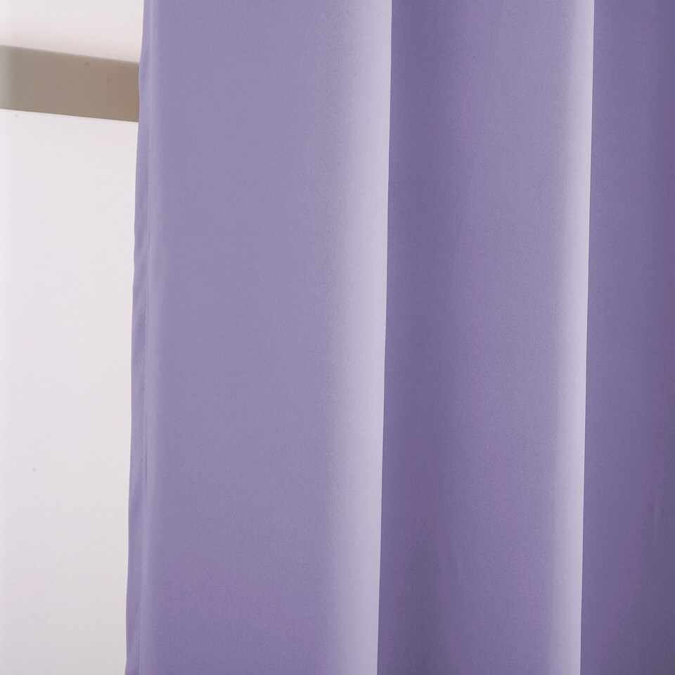 image 1 of Lilac Eyelet Curtains - Thermal Blackout Curtains - 46 x 63 Inch Drop - 2 Panel | Purple | One Size