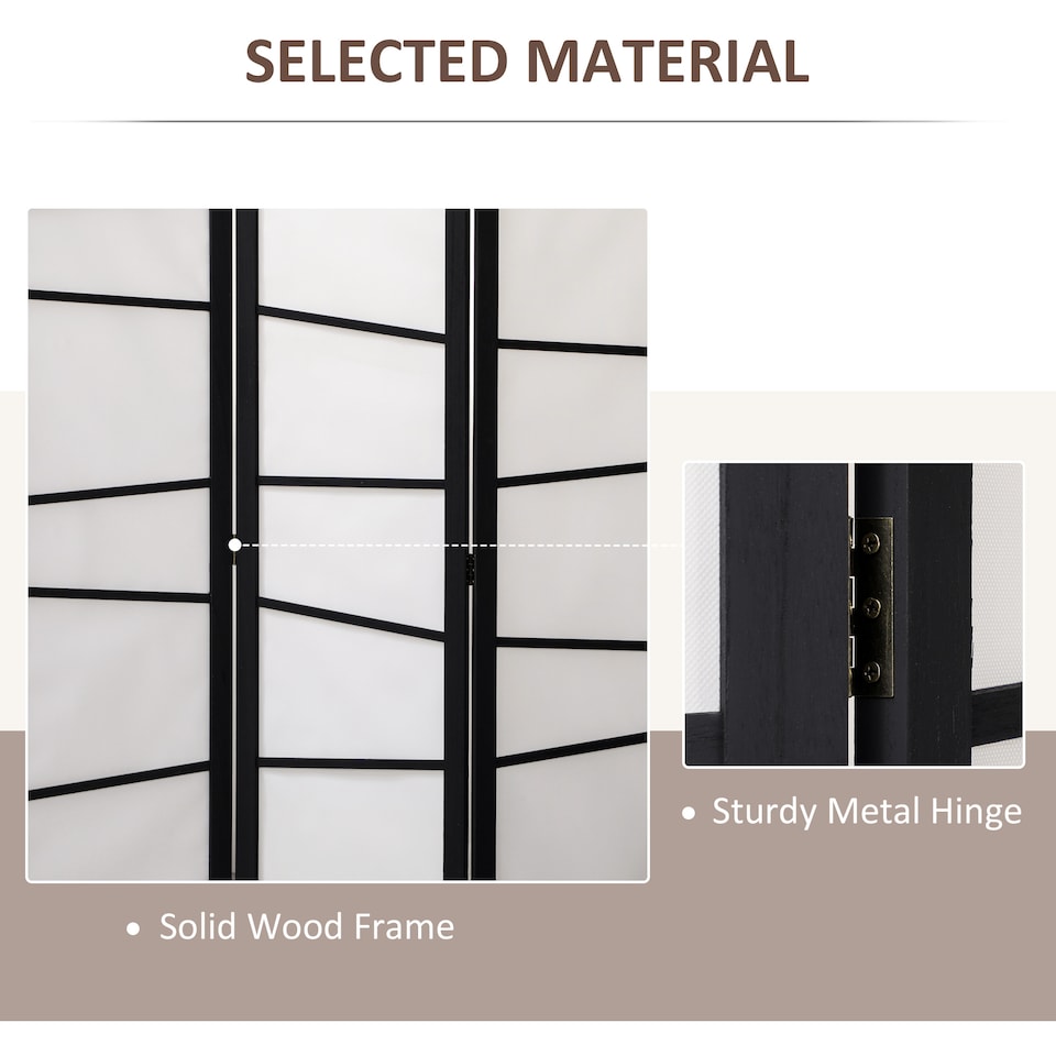 image 1 of HOMCOM Folding Room Divider 3 Panel Privacy Screen Protector with Wooden Frame