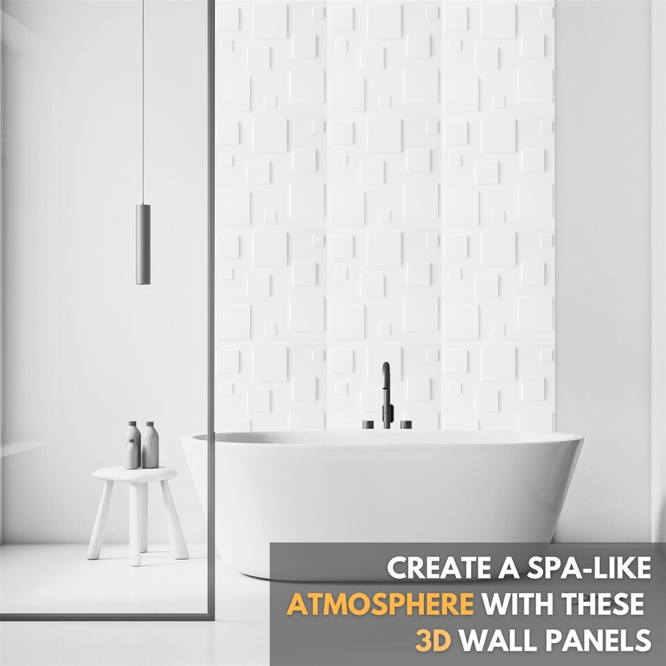 image 1 of NOVECRAFTO Decorative 3D Wall Panels (50cm x 50cm) 3D Blocks Design PVC Cladding Panel