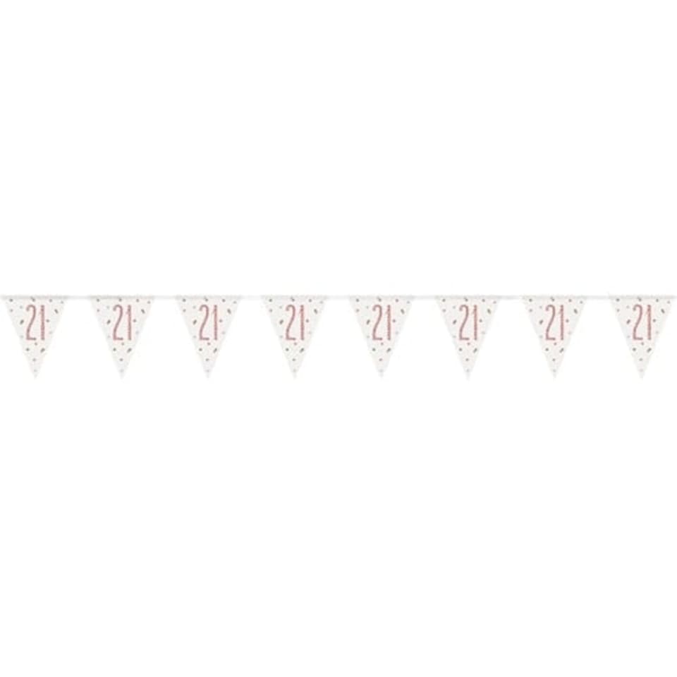 Rose Gold Glitz Age 21 Holographic Foil Pennant Bunting 274cm