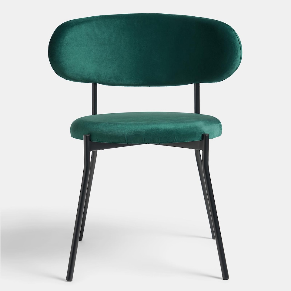 image 1 of OHS Matte Velvet Accent Dining Chair Padded Seat with Metal Legs | Green | Forest Green