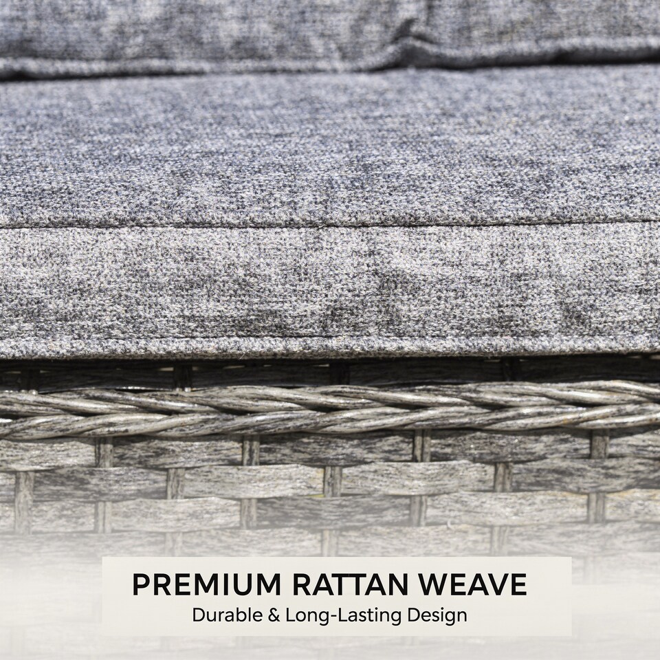 image 1 of Rattan Garden Dining Chairs Set of 2 - Grey Outdoor Patio Chairs with Cushions, Weatherproof Wicker Furniture