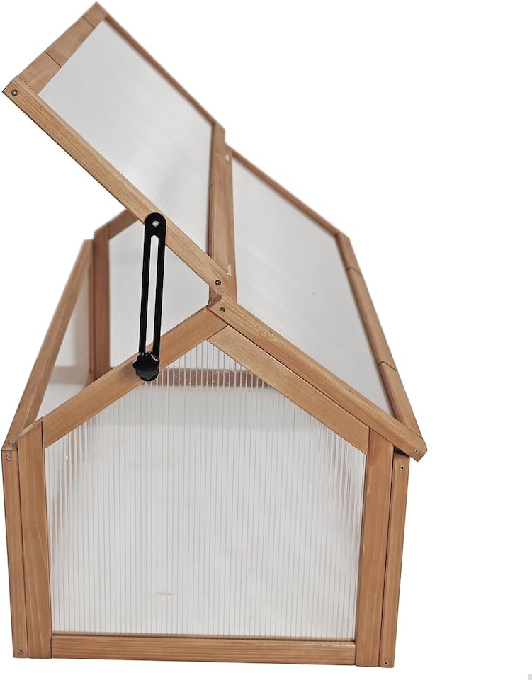 image 1 of Wooden Cold Frame Greenhouse Polycarbonate Grow House Garden Planter Shelter