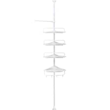 4-Tier Telescopic Corner Shower Caddy Bathroom Wall Shelf & Storage Organizer white