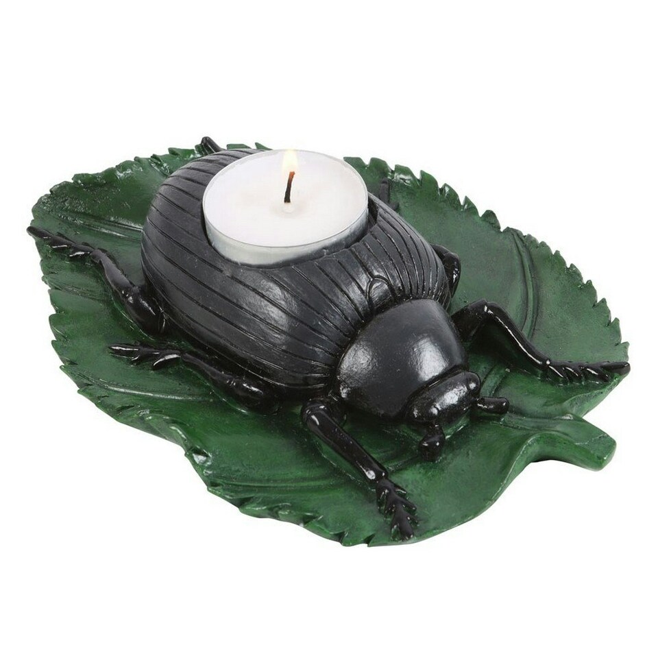 image 1 of Something Different Beetle Tealight Holder - Black/Green - One Size