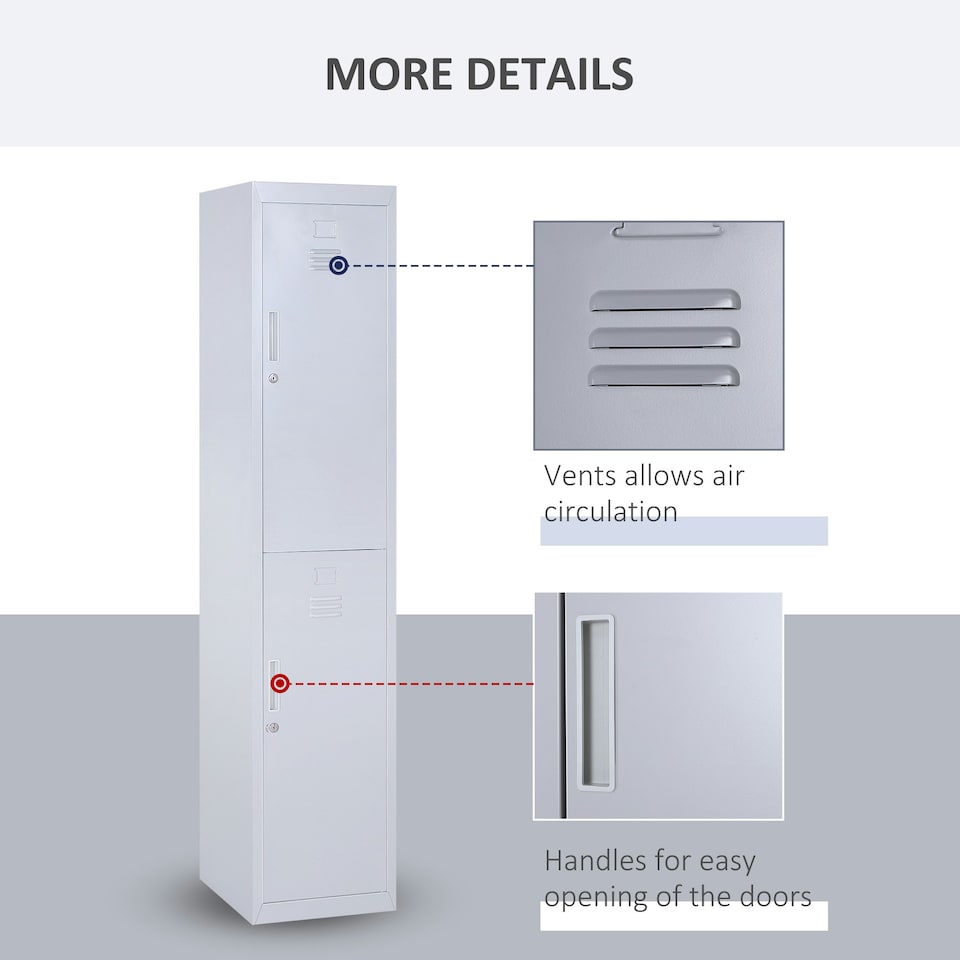 image 1 of Vinsetto 1.8m Locker Office Cabinet Storage Cold Rolled Steel w/ Storage Shelves