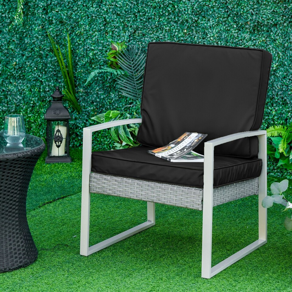 image 1 of Outsunny 2 Pieces Seat Cushion and Back Pad Set for Rattan Furniture 