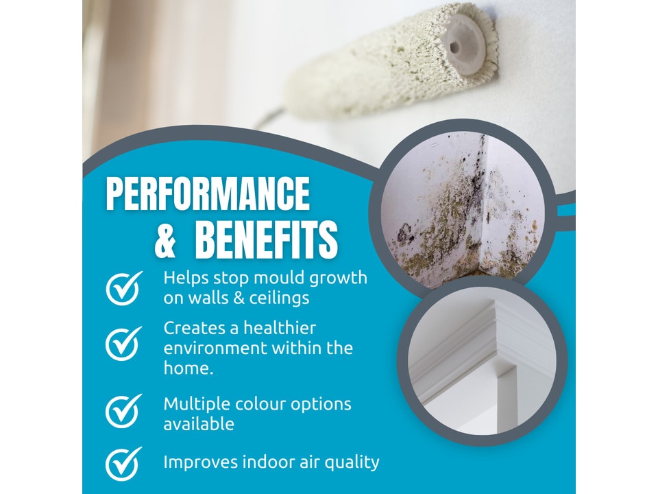 image 1 of SmartSeal - Anti-Mould Paint - Brilliant White (2.5L) For Bathroom, Kitchen and Bedroom Walls & Ceilings - Protection Against Mould