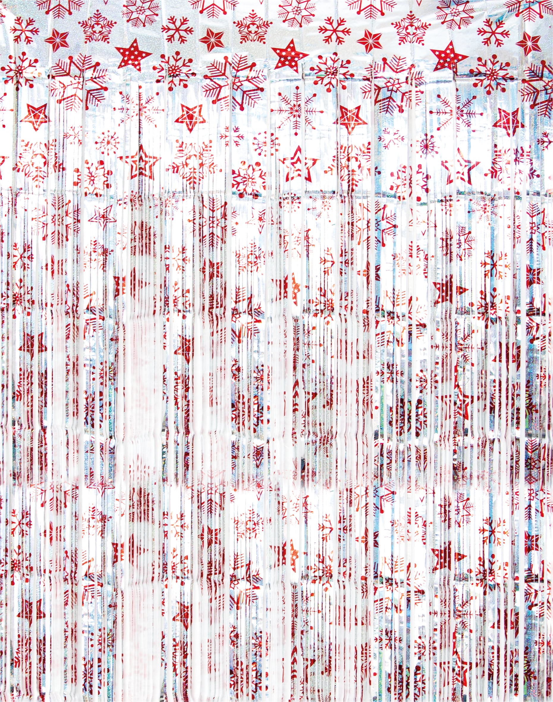 Netagon Shimmer Tinsel Curtain Christmas Snow Design 3M x 1M Red