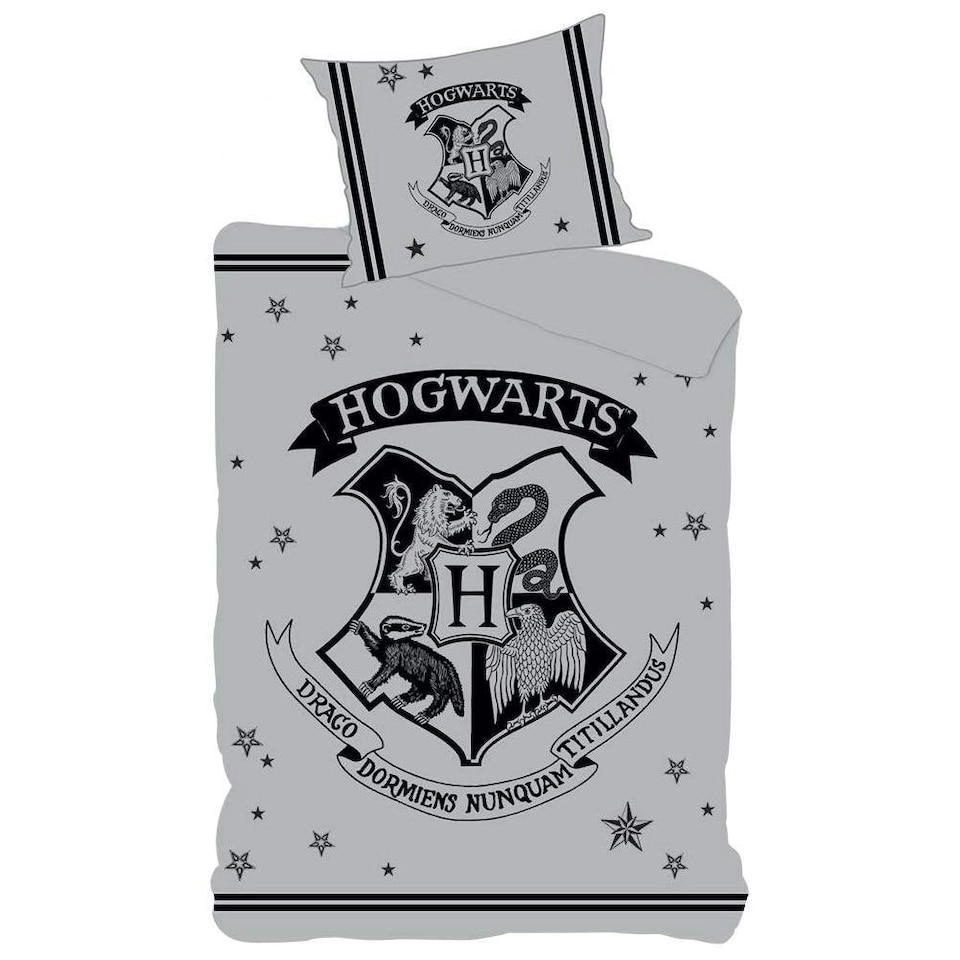 Harry Potter Hogwarts Duvet Cover Set - Grey - Single