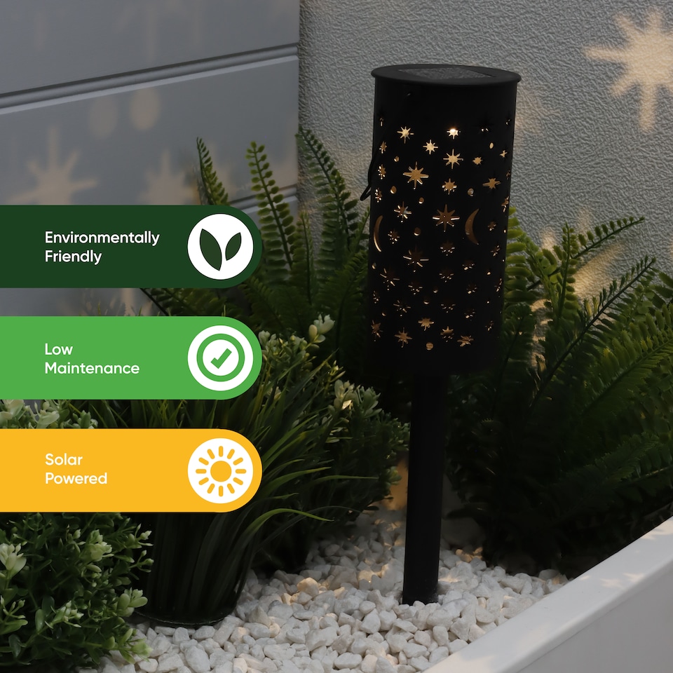 image 1 of Gardenwize Solar Night Sky Stake Lantern Garden Lights 4 Pack