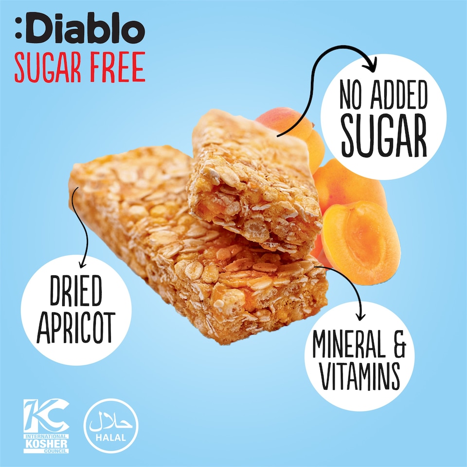 image 1 of Diablo No Added Sugar Apricot Muesli Bar 30g 4 Pack