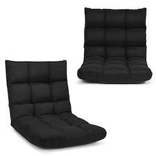 COSTWAY 14-Position Adjustable Floor Chair Lazy Sofa Black Black