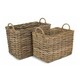 image 1 of Set of 2 Rectangular Grey Rattan Hallway Log Basket