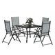 image 1 of Outsunny 5 PCs Garden Dining Set, Folding Chairs and Metal Top Table Grey