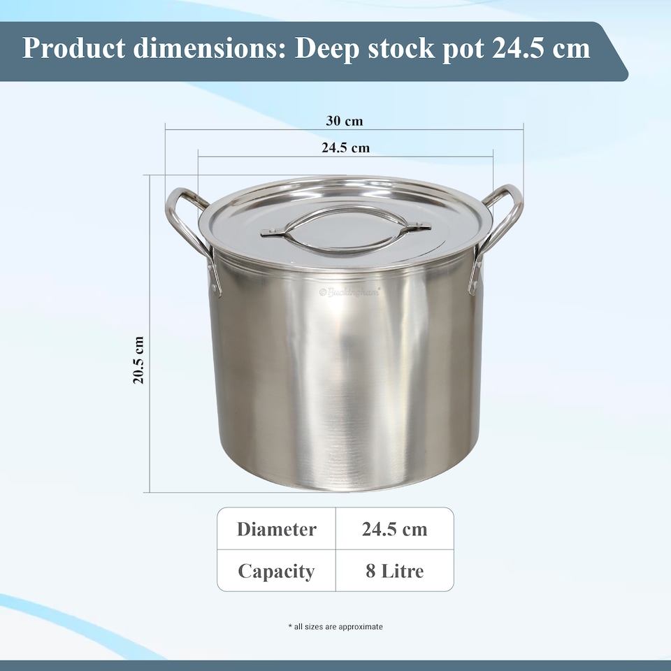 image 1 of Buckingham Deep Stock Pot Ham Pot 24.5 cm 8 Litre Stainless Steel