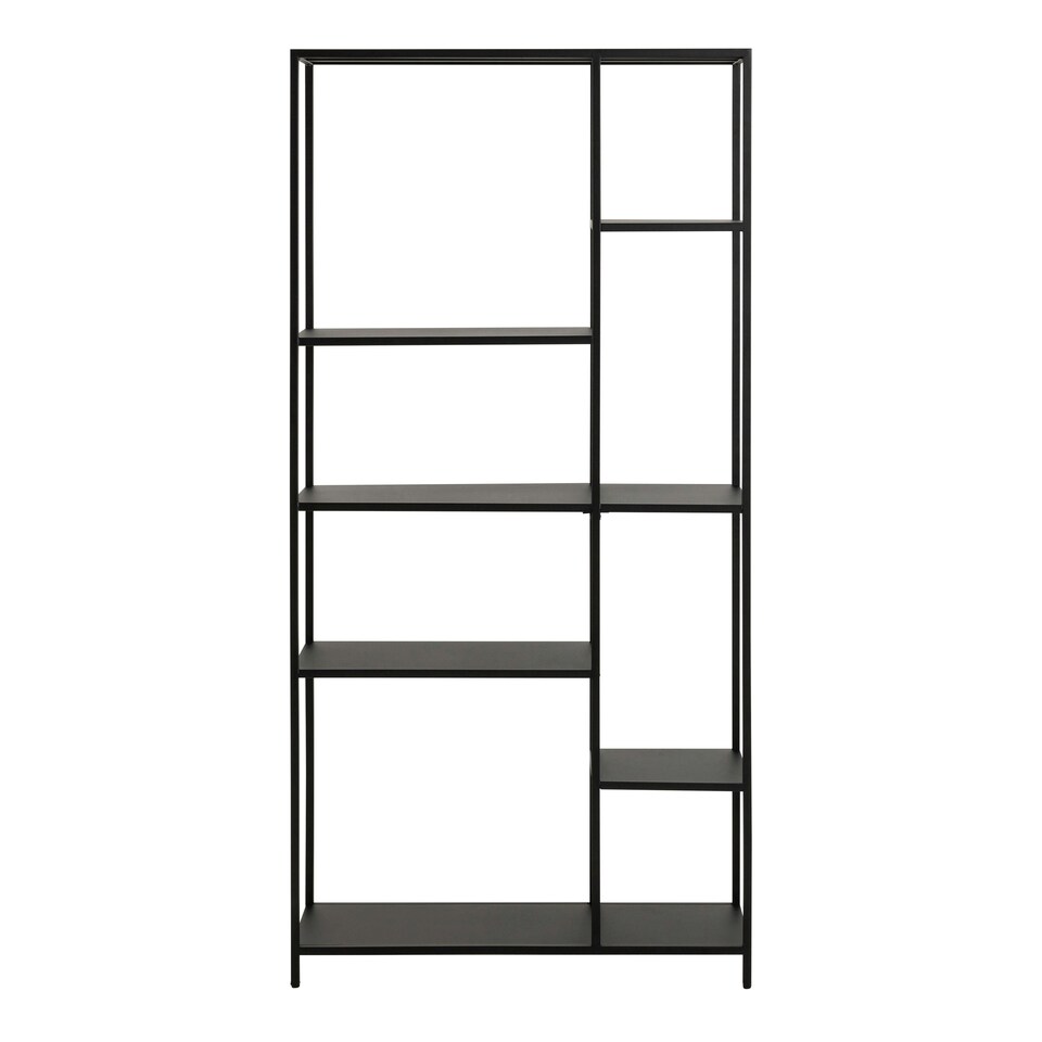 image 1 of Newcastle Asymmetrical Bookcase with 6 Shelves in Matt Black
