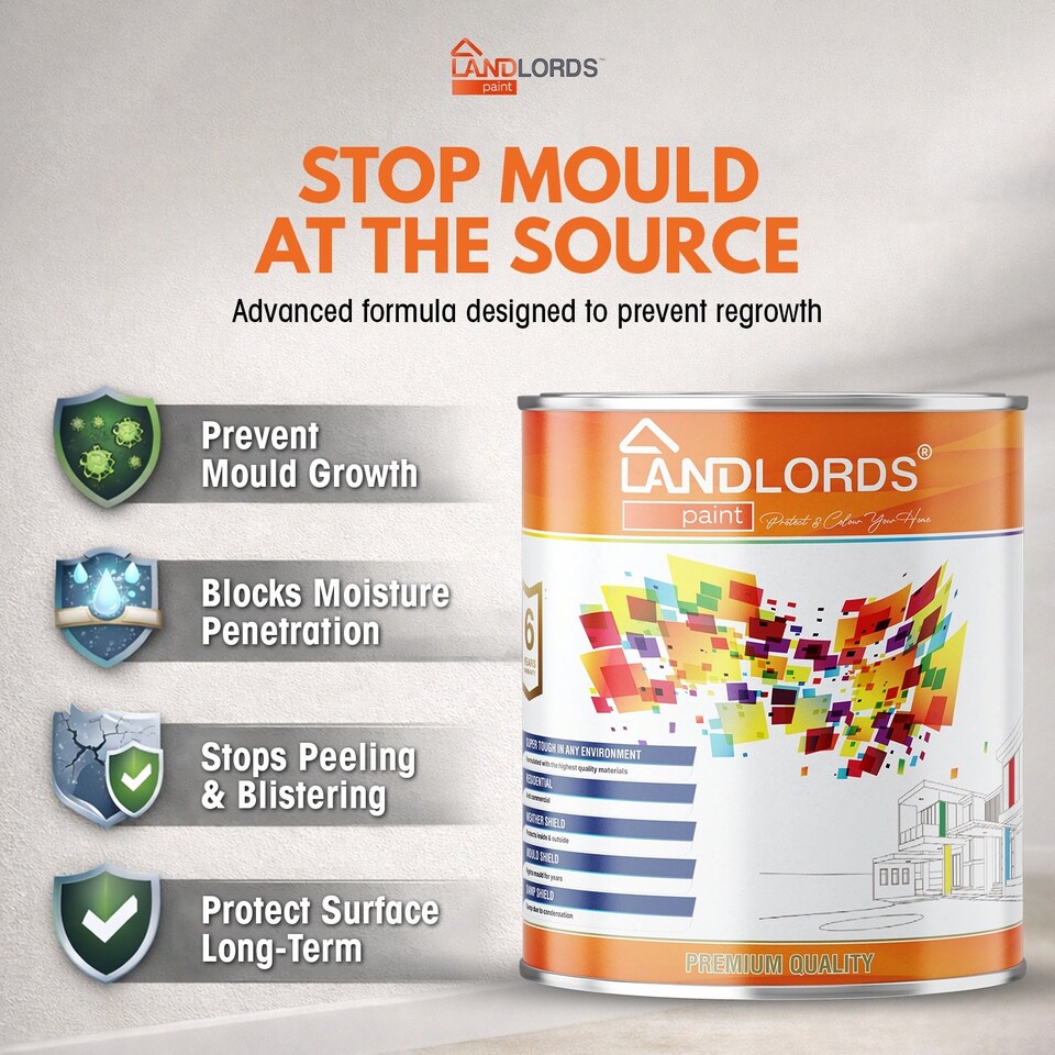 image 1 of Landlords Paint - Anti-Mould Paint - Prevents Mould on Interior Walls & Ceilings - Light Yellow - 5L
