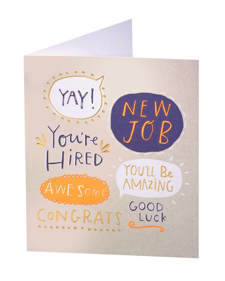 image 1 of New Job Congratulations Card - New Job Doodles With Neon