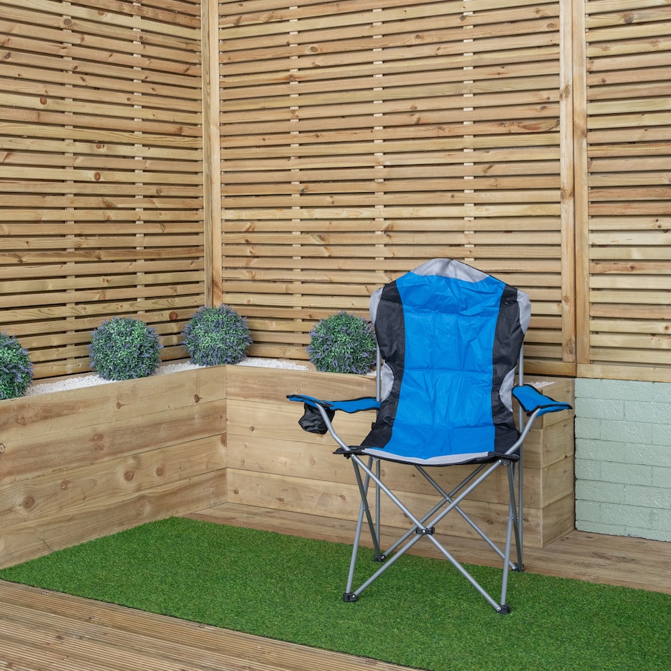 image 1 of Luxury Padded High Back Folding Outdoor, Camping, Fishing Chair in Blue