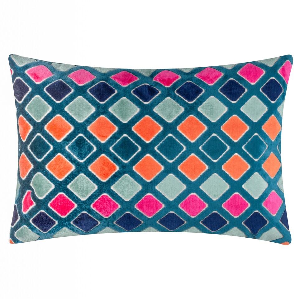 image 1 of Furn Metro Diamond Velvet Cushion | Multi | Multicolour