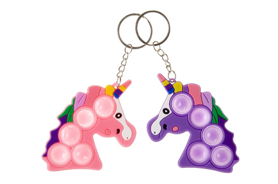 image 1 of Pack of 12 Unicorn-Shaped Pop It Keychains - Treat or Trick Theme Party Bag Filler