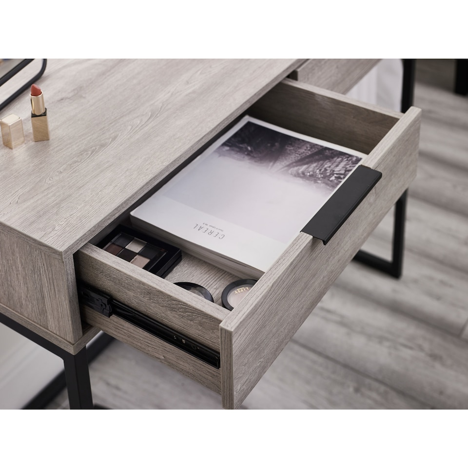 image 1 of Bali 2 Drawer Desk/Dressing Table - Grey Oak Effect