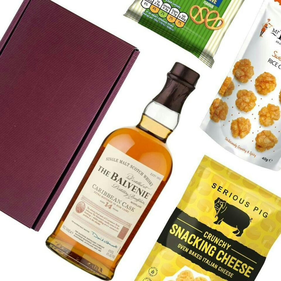 image 1 of Balvenie 12 Year Old DoubleWood Whisky Nibbles Hamper 70cl 40% abv