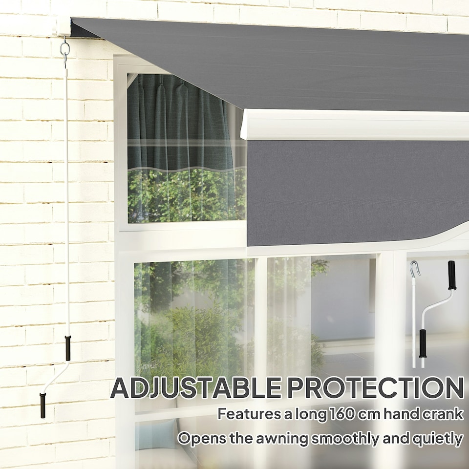 image 1 of Outsunny Garden Sun Shade Canopy Retractable Awning, 2.5 x 2m Grey | Dark Grey
